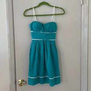 Charlotte Russe Turquoise Teal Fit & Flare Empire A Line Retro Dress Ruched Bust